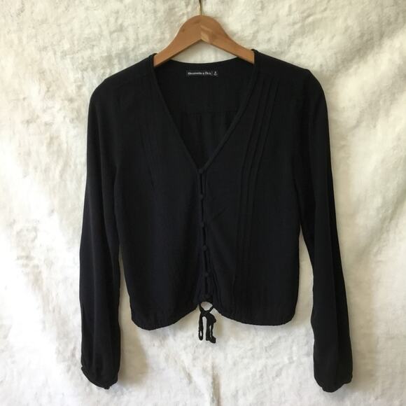 Abercrombie & Fitch Black V-Neck Crop Top - Picture 1 of 12